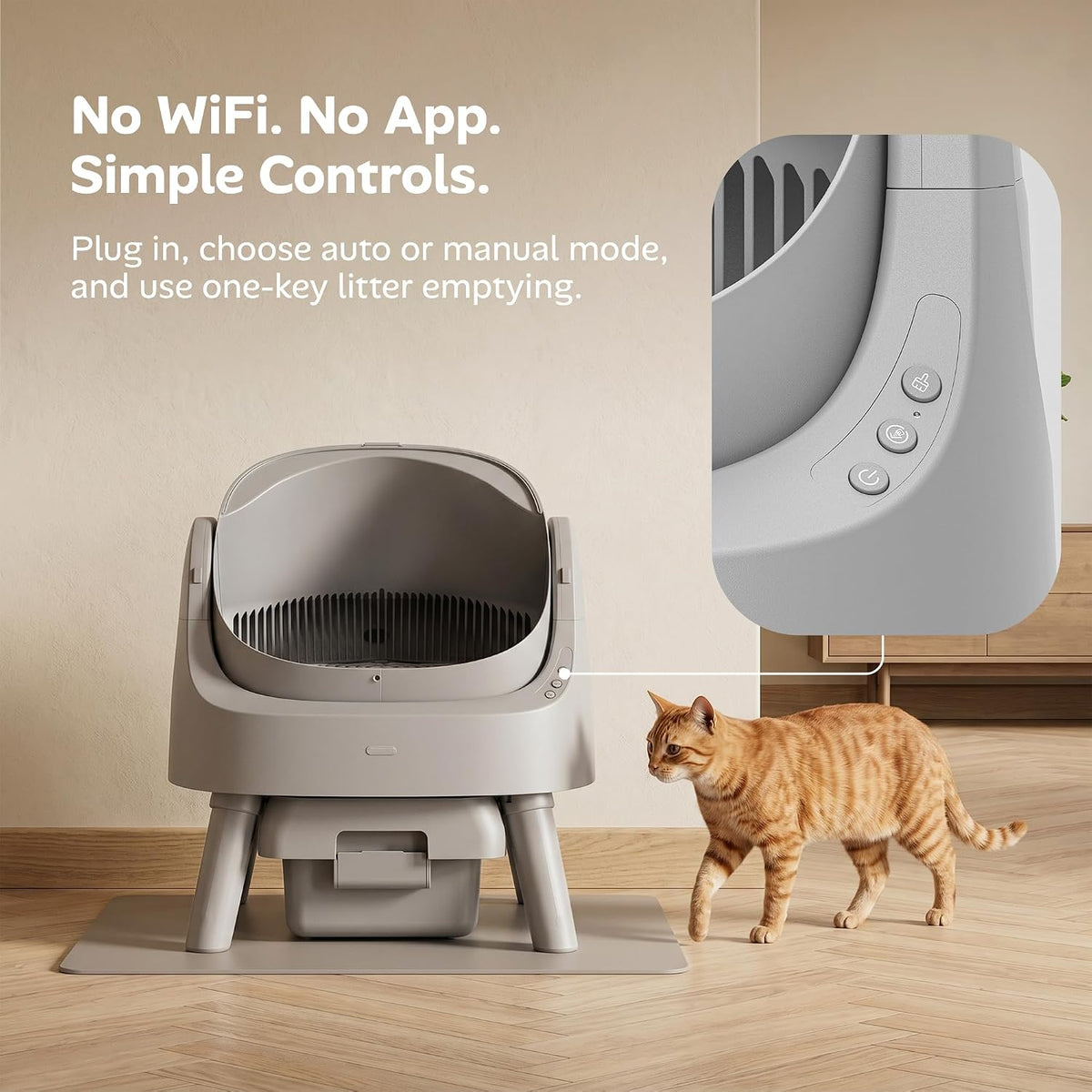 Mimfam Automatic Self Cleaning Litter Box, with 4 Pairs Infrared Senor, Open-Top Design for Multi-Cat Homes, Comes with 
