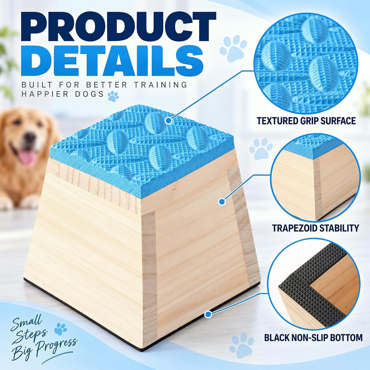 Hiboom 4 Pcs Dog Stacking Blocks for Dog Training, Trapezoid Blocks