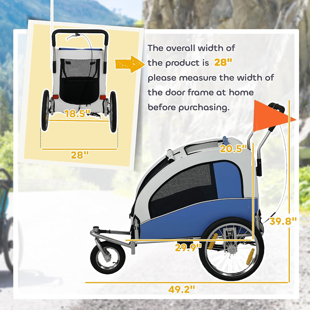 Aosom Dog Bike Trailer 2-in-1 Pet Stroller, Red