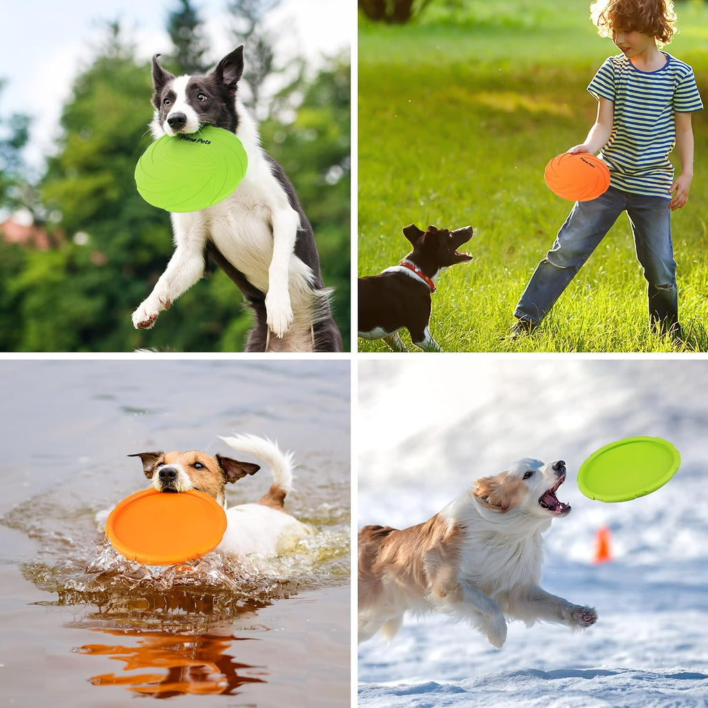 PrimePets Dog Flying Disc, 2 Pack, 7 Inch, Durable Dog Toys, Natural Rubber Floating Flying Saucer for Water Pool Beach,
