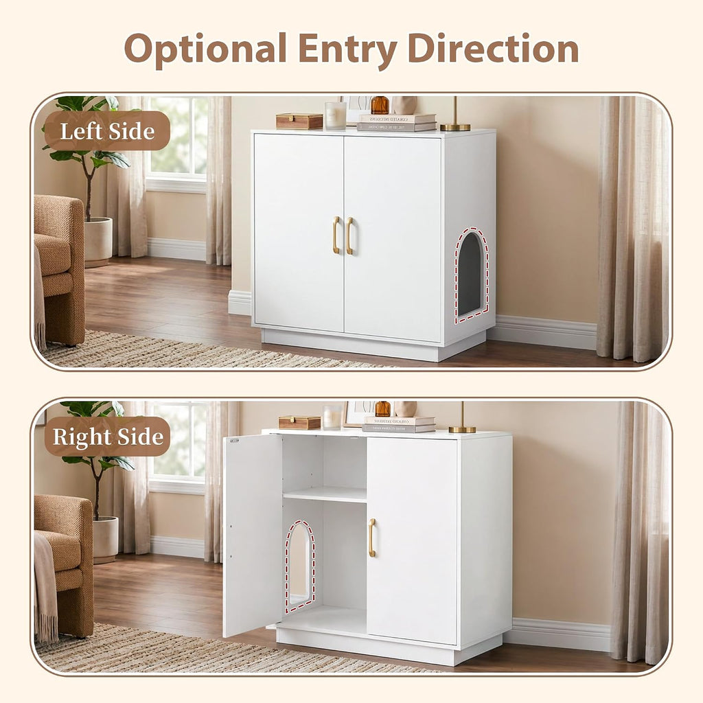 Gitelsnour 30.9'' Litter Box Enclosure Furniture- Hidden Storage, CLB003WT