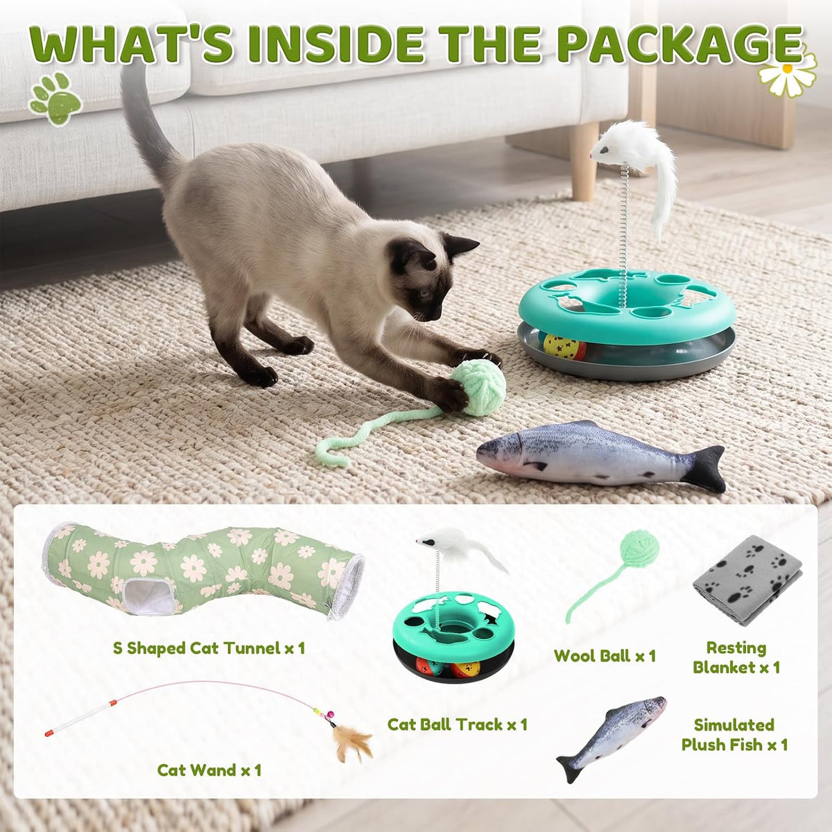 Cat Tunnels for Indoor Cats, 6-in-1 Interactive Cat Tunnel Toys for Kitten
