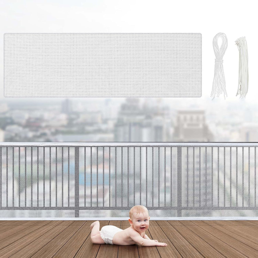 Hosuly 2 Set Banister Guard Balcony Netting, 15 x 3 ft, White