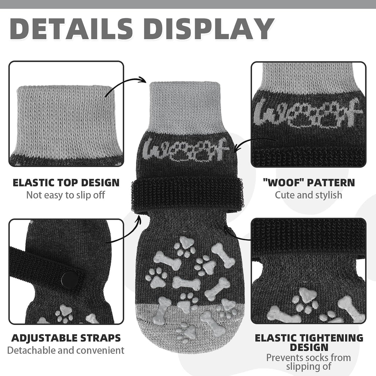 Dog Socks Shoes for Hot Pavement to Prevent Licking Paws, Winter Dog Boots&Paw Protector for Hardwood Floors Anti Slip,T