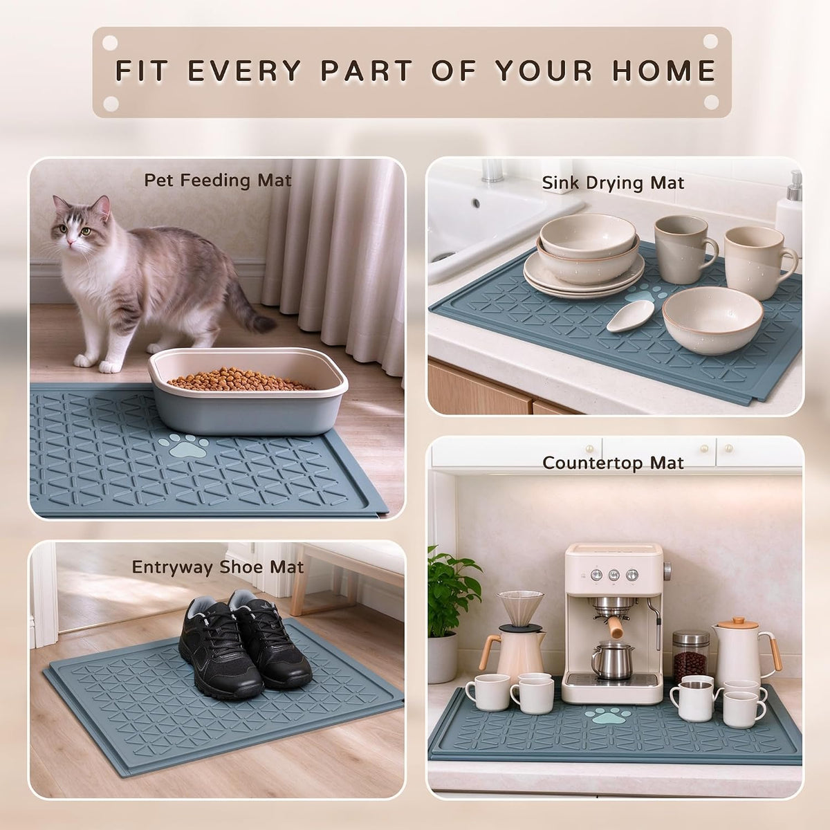 Zegcohjave Cat Litter Mat,19.6"x15.7"Connectable Silicone Litter Box Mat