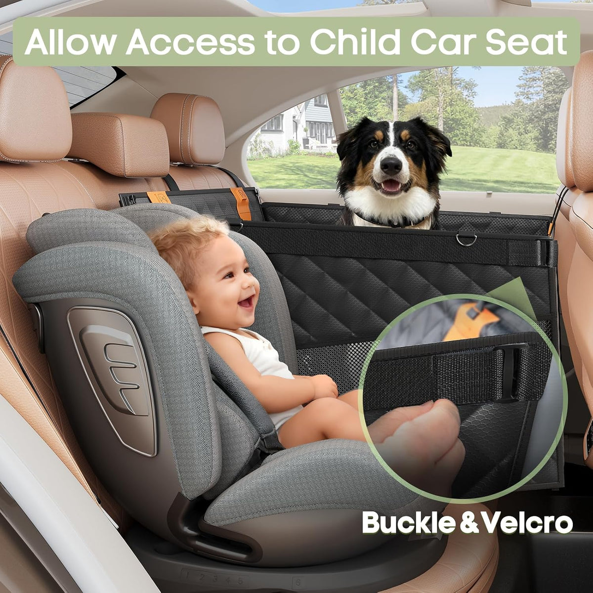 Dog Car Seat for Large Medium Dogs, Hard Bottom Back Seat Extender