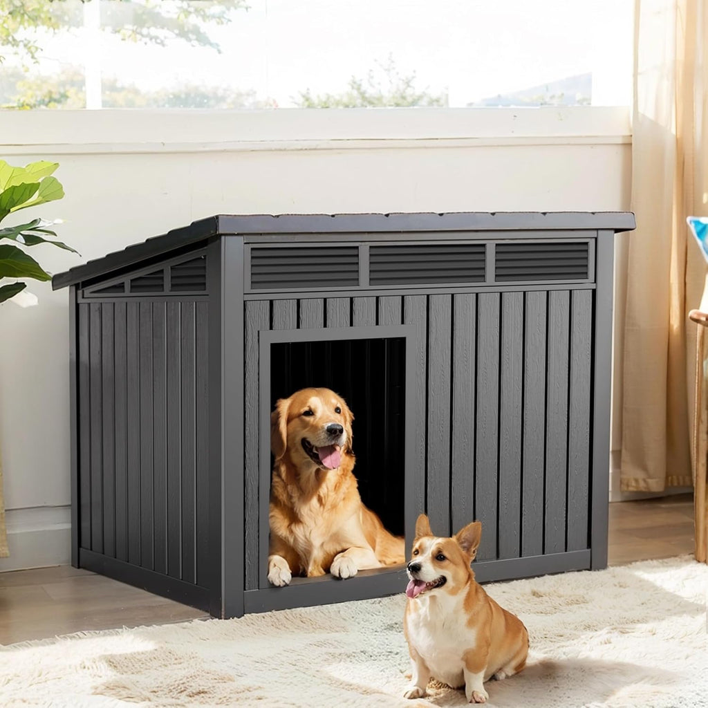 VIXZEN Dog House Outdoor & Indoor, Medium Size, Black