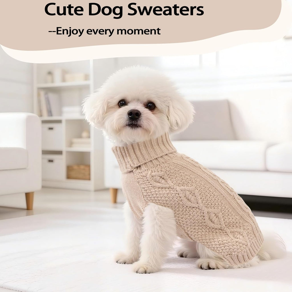 Dog Sweaters for Small Dogs Turtleneck Pullover Puppy Sweater Sleeveless Cable Knit Sweater for Chihuahua Soft and Warm 