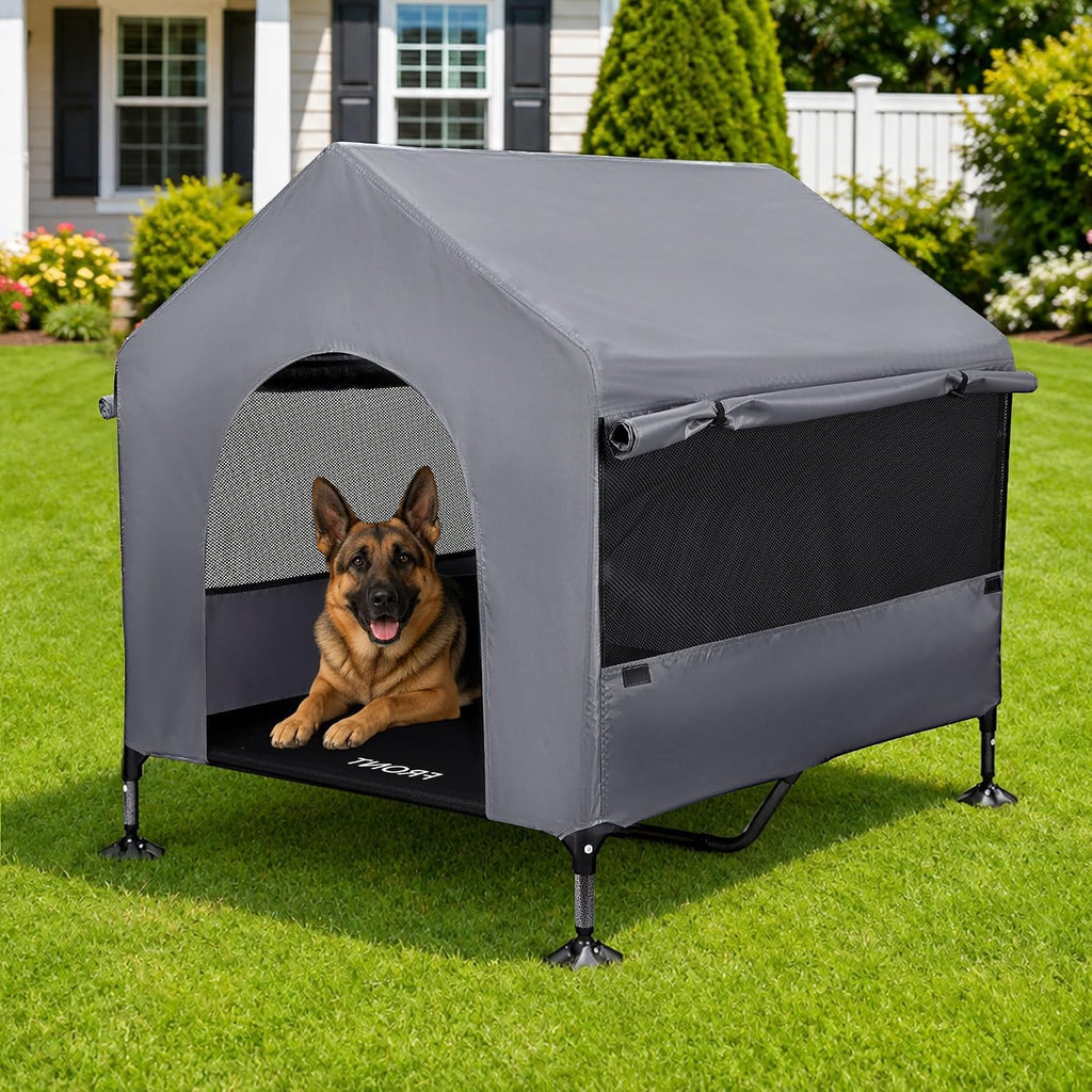 Summertrail 42" Large Dog House Outdoor Indoor Elevated Dog Cot Tent Shade
