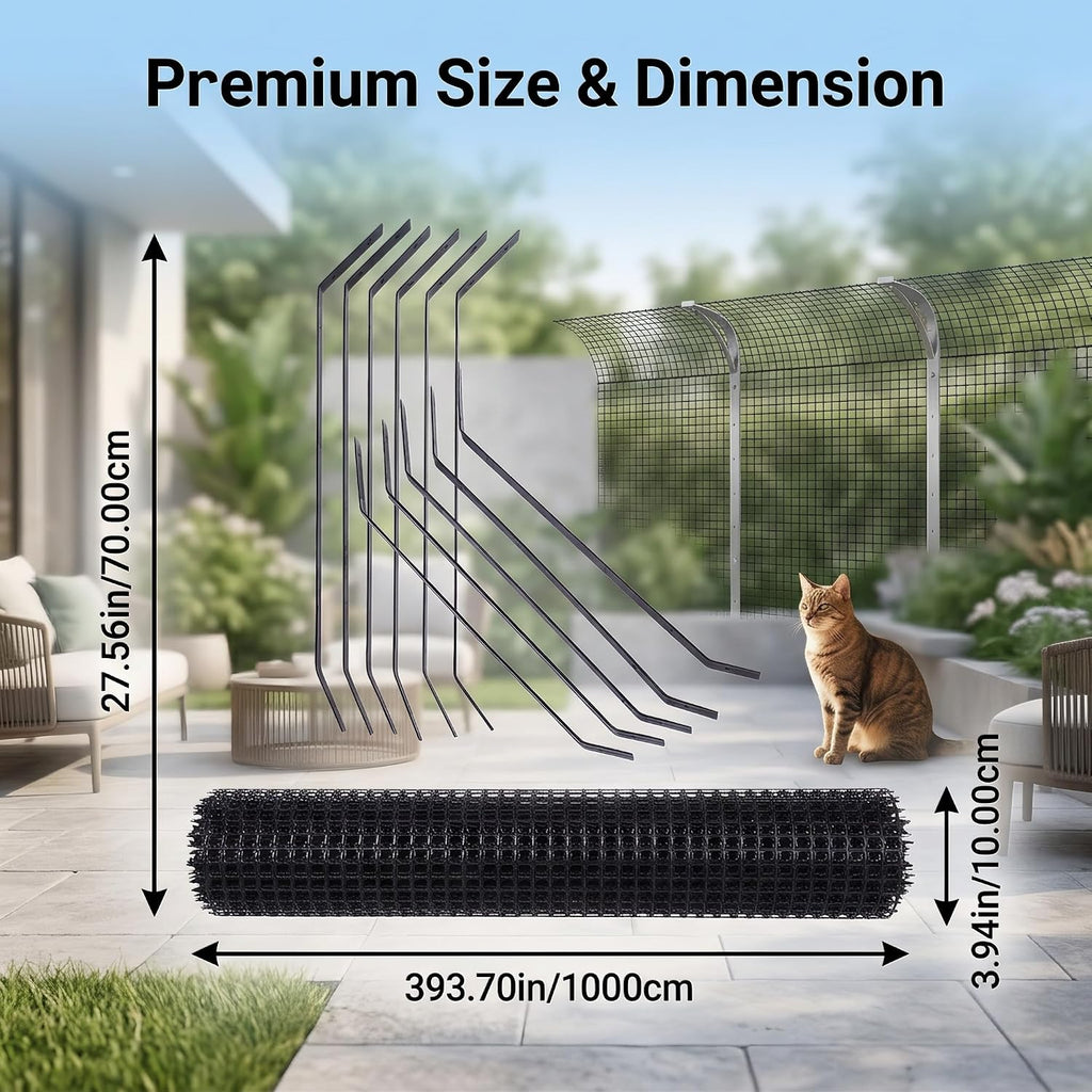 Cat Fence Outdoor Barrier 10m/33FT Anti-Climbing Curved Fence Topper