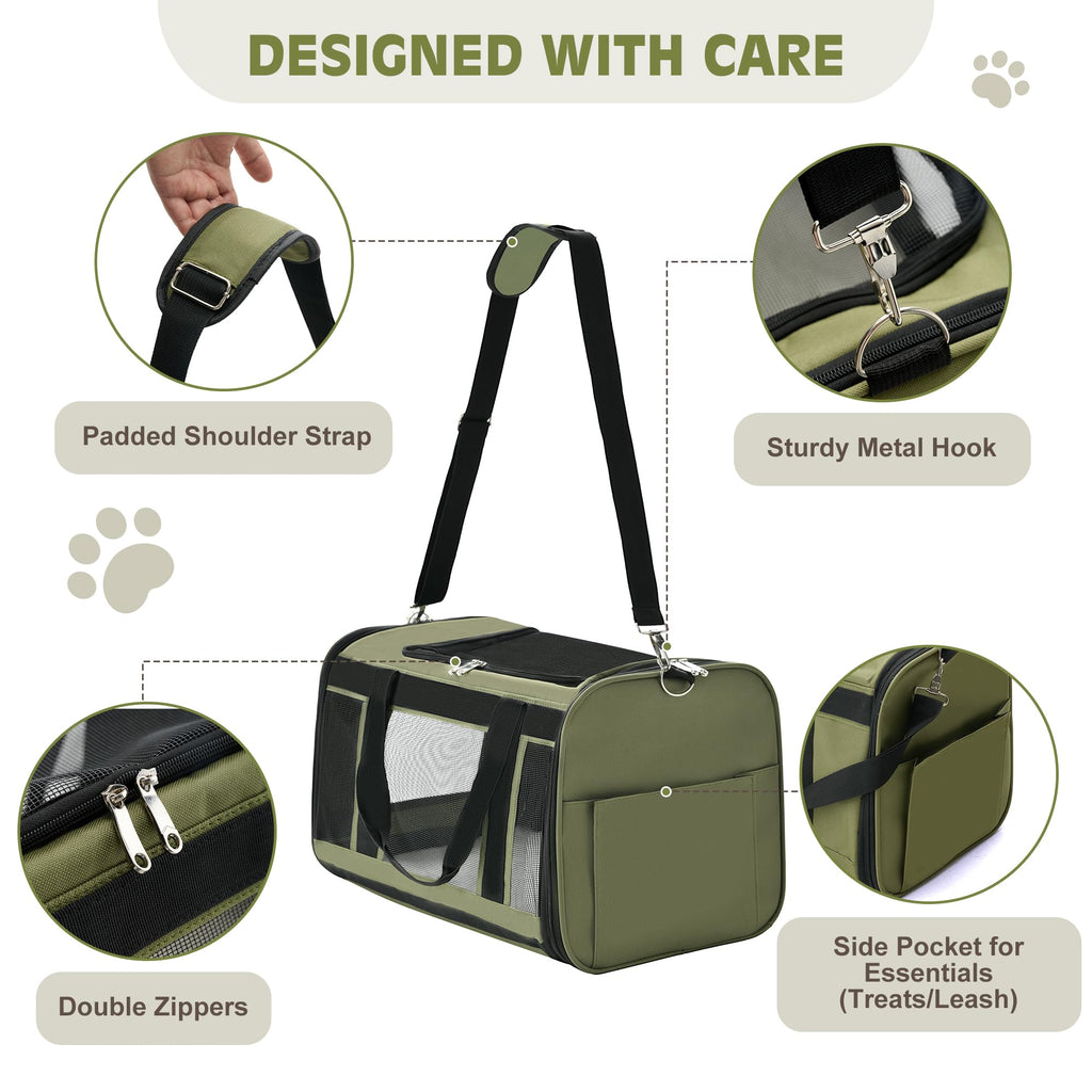 Extra-Large Cat Carrier, Soft-Sided Collapsible Pet Carrier up to 22 lbs