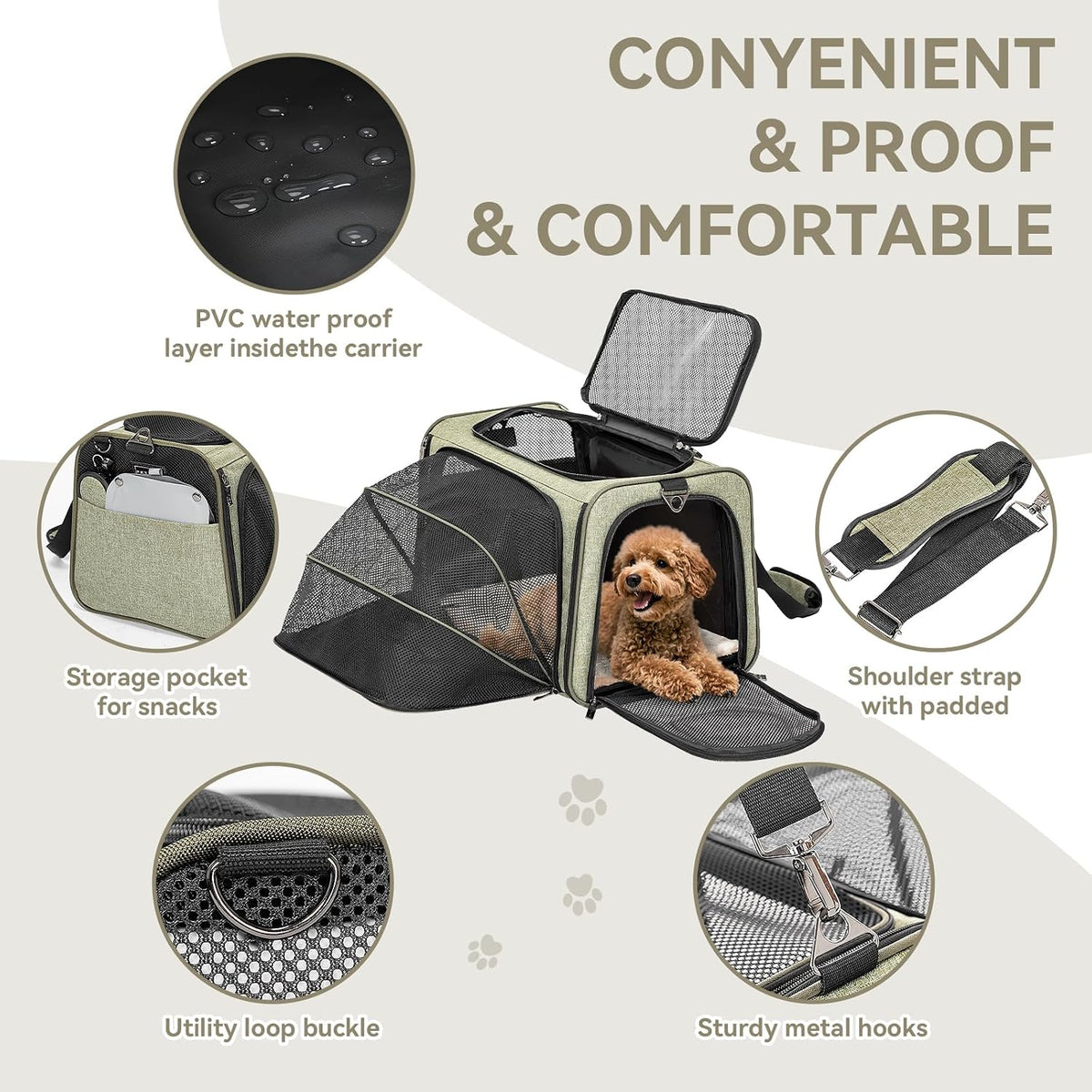 Petsfit Medium Double Expandable Cat Carrier for Cats and Small Dogs