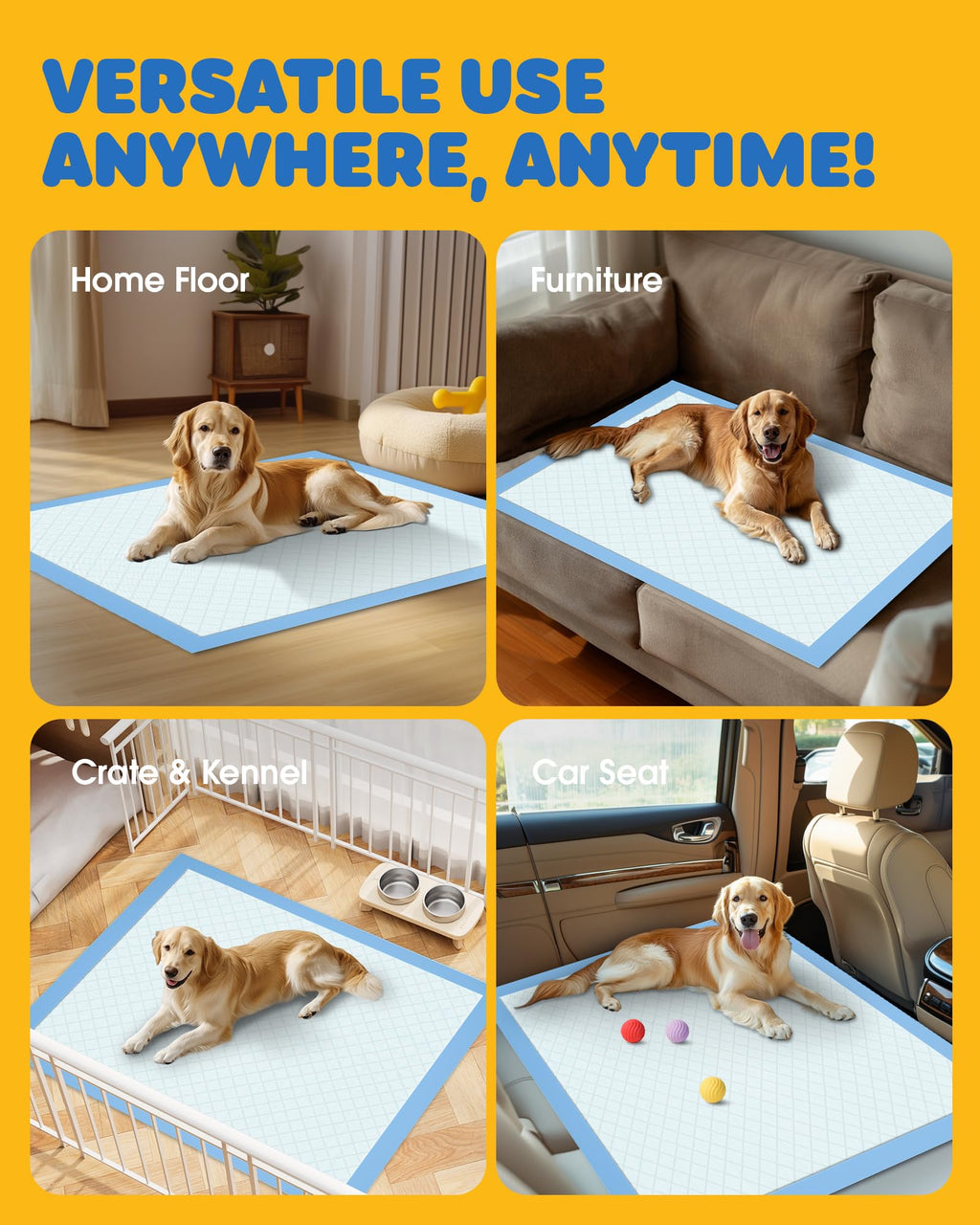 Powools Puppy Pads for Dogs, 34x28 in, 6-Layer Leakproof, 50-Pack