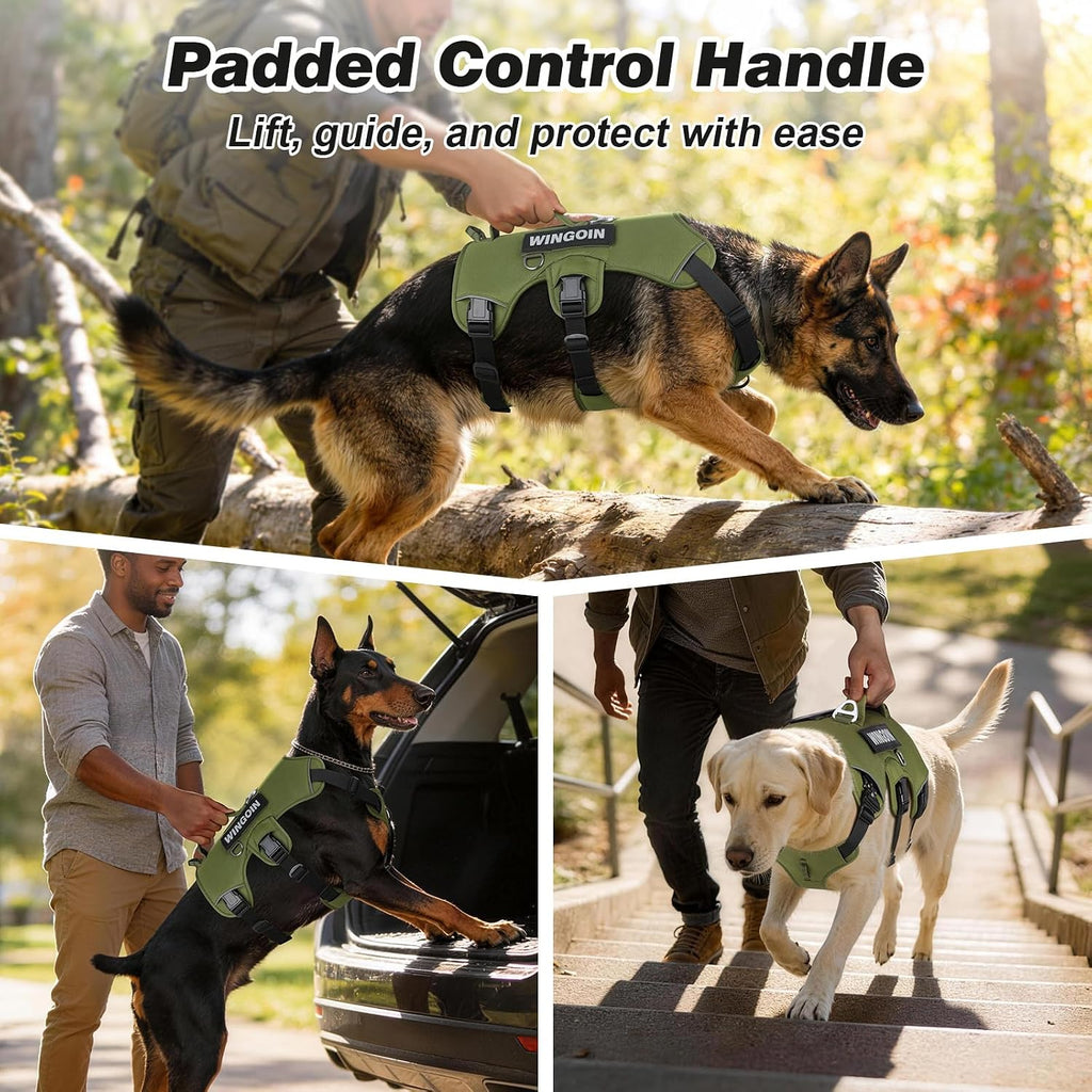 Escape Proof Dog Harness,No Pull for Large Dogs with Handle,Green,L