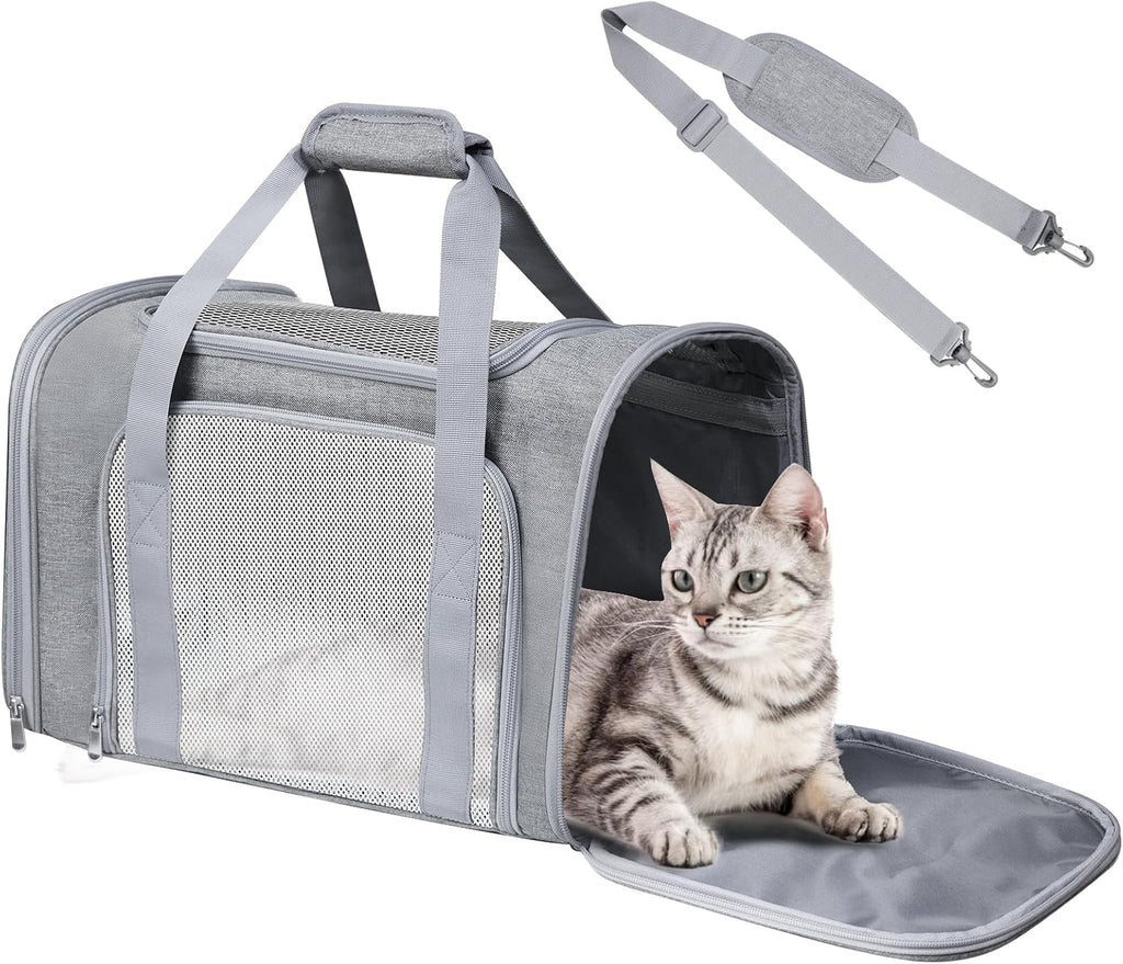 Large Cat Carrier Soft Up to 28 Lbs, Breathable Pet Bag with Steel Frame