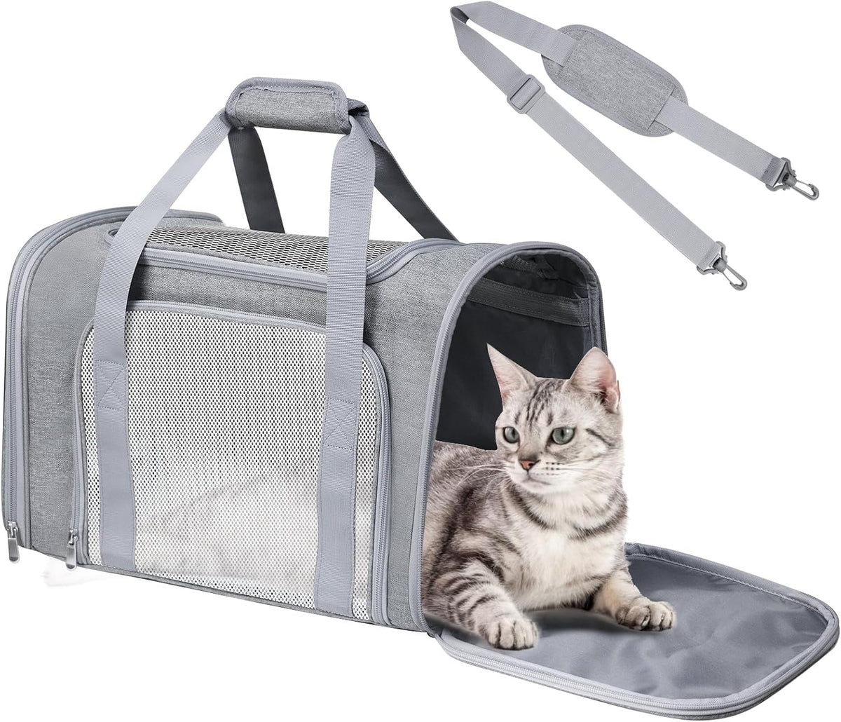 Large Cat Carrier Soft Up to 28 Lbs, Breathable Pet Bag with Steel Frame