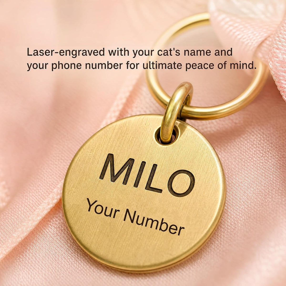 Custom Cat Collar with Name & Bell for Kitten, Breakaway Safety Buckle Pink
