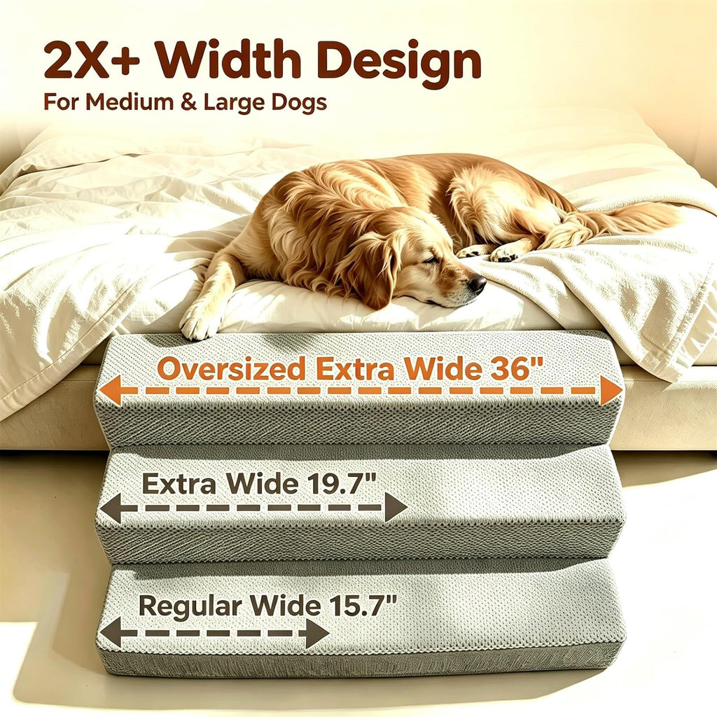 36" Extra Wide Dog Stairs for Large Dogs,Dog Ramp for Couch,3-Step