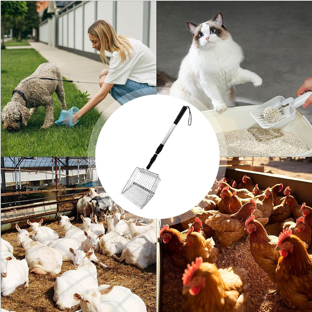 Handle Cat Litter Scoop – Metal PP Adjustable 42 Inch Pet Waste Scoop