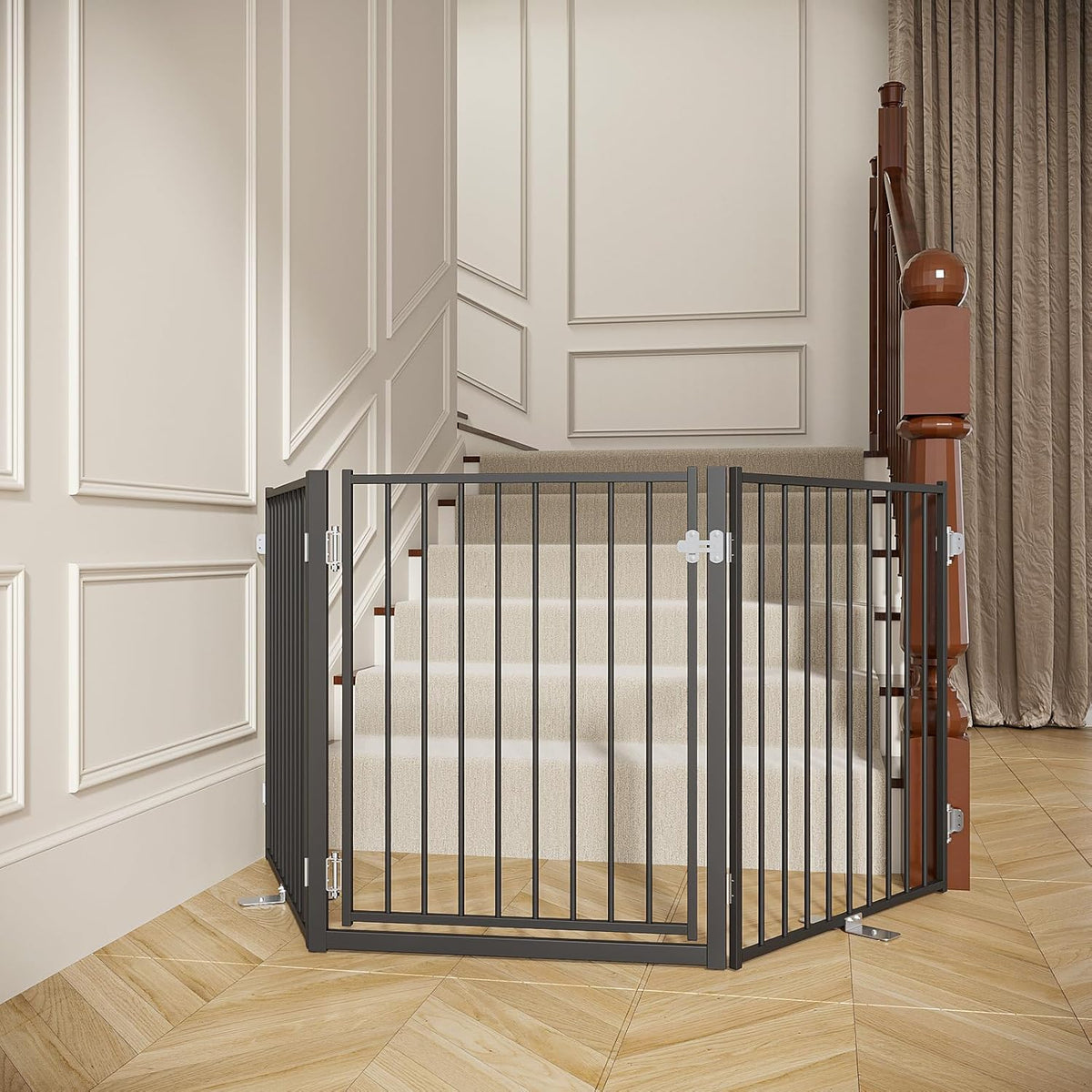 Freestanding Dog Gate with Door for Indoor & Outdoor, 30'' Tall
