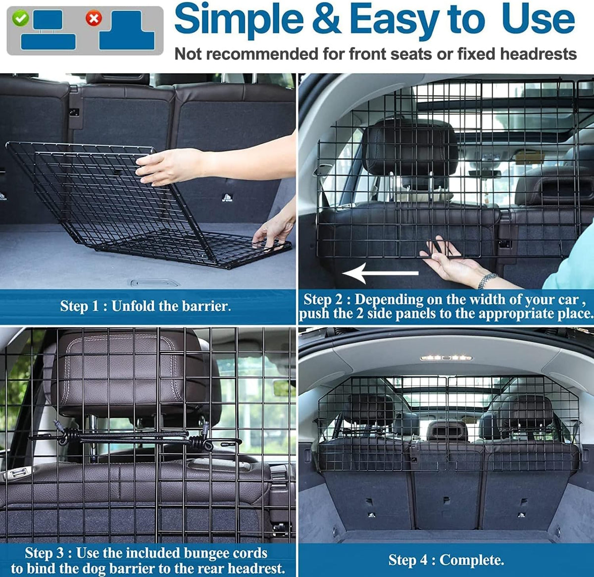 Dog Car Barrier for SUV Trunk Cargo Area, Foldable & Adjustable Car Divider and Cargo Gate to Keep Dogs in Back (Patent 