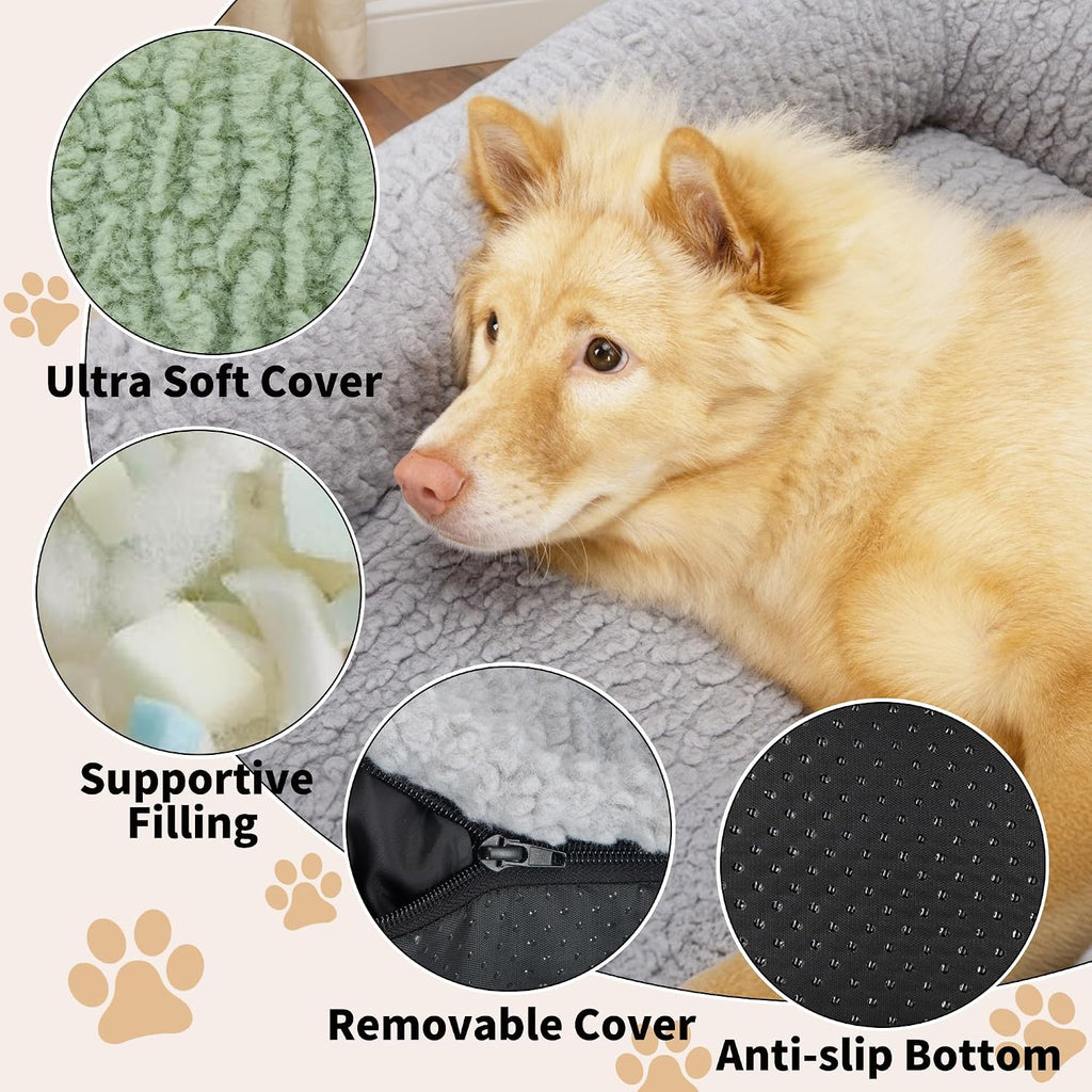Cat Couch Bed - Plush Fluffy Cat Sofa for Indoor Cats, Orthopedic Kitten Lounge Chair with Removable Washable Cover, Sup