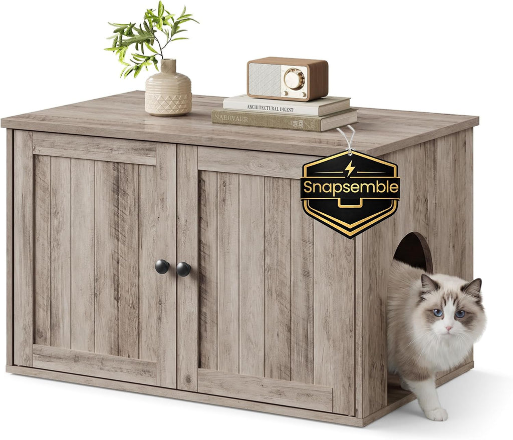 SONGMICS HOME Toolless Assembly Litter Box Enclosure, Cat House