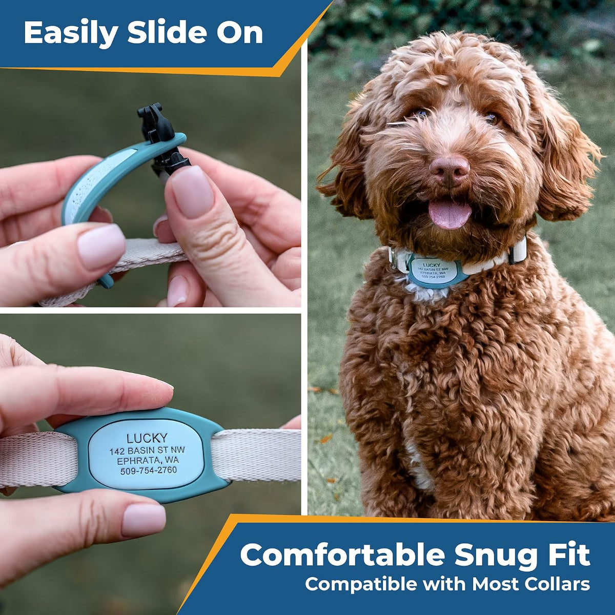 GoTags Silent Dog Tag, Personalized Engraved Silicone and Cat Pet ID Tags