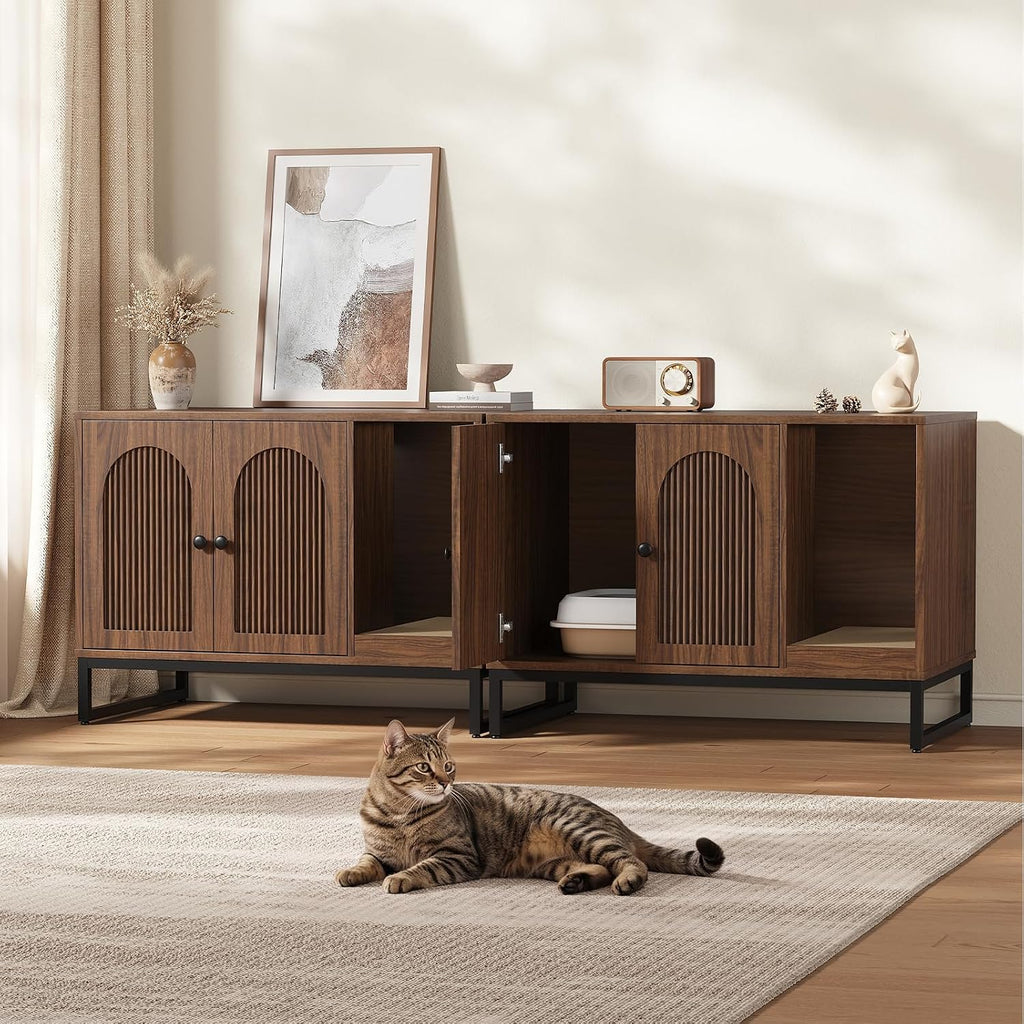 31.5" Cat Litter Box Enclosure, Hidden Litter Box with Scratch Pad