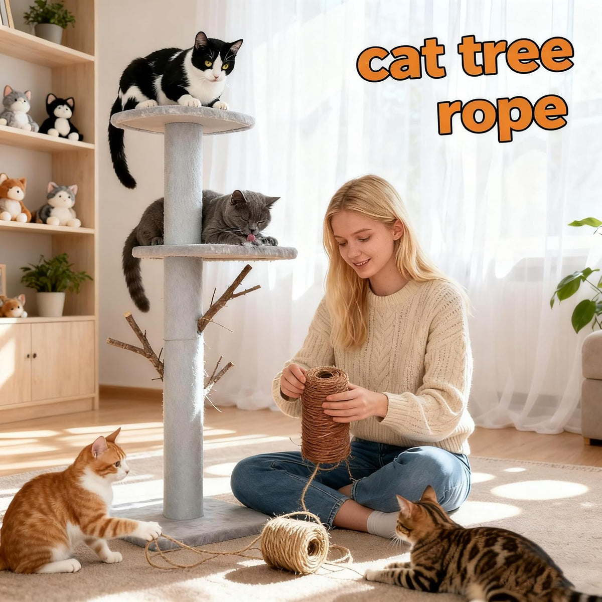 164 Feet Sisal Rope for Cat Tree & Scratching Post Replacement