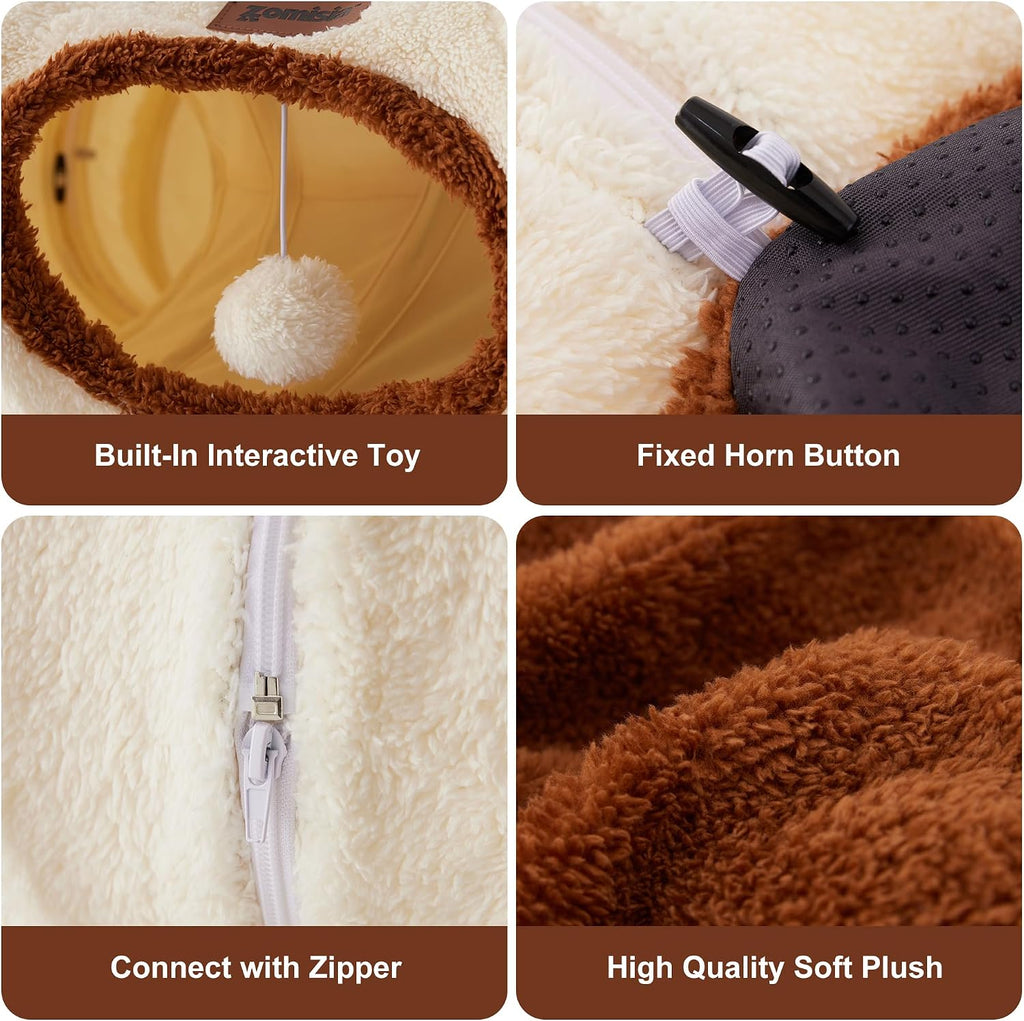 Cat Tunnel Bed for Indoor Cats, Cute Cat Donut Toy Tunnel for Small Large Cats, Peekaboo Pet Cave Play Tunnel Toys for K