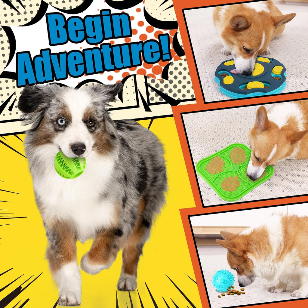 Forfon 9 Pack Dog Enrichment Toy Set with Puzzle Toy & Lick Mats