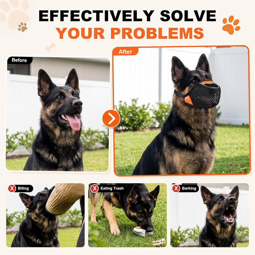 Soft Mesh Dog Muzzle, Adjustable Breathable for Small Medium Large Dogs