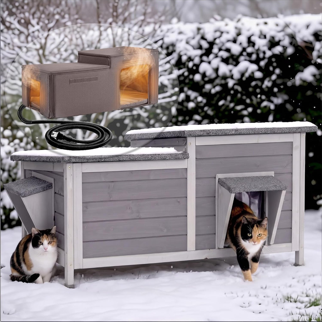 Aivituvin Heated Cat House Outdoor Weatherproof Insulated for Cats