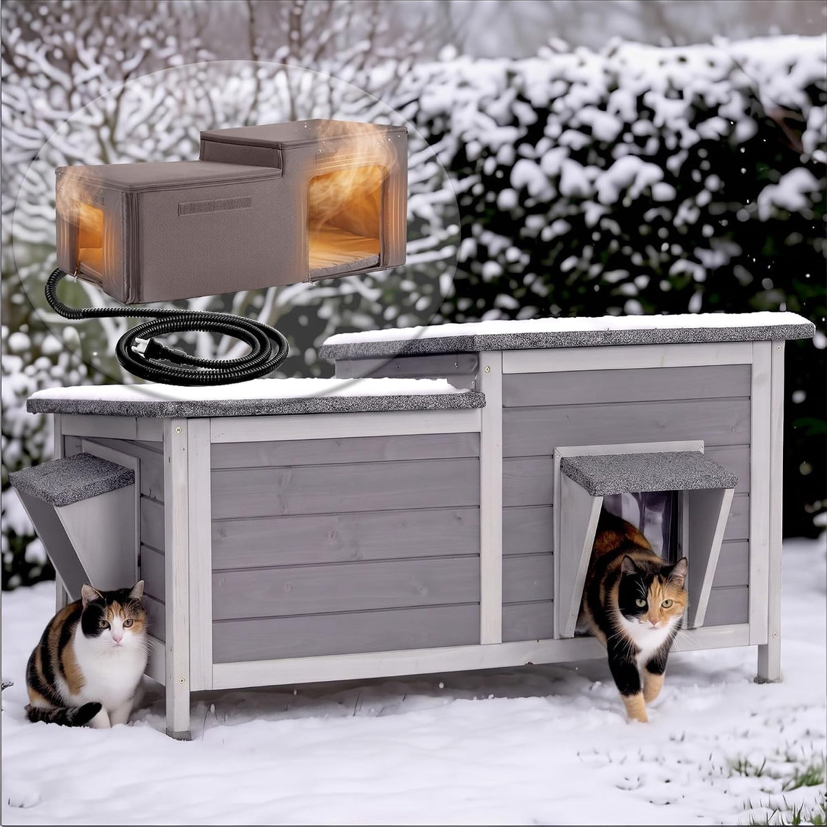 Aivituvin Heated Cat House Outdoor Weatherproof Insulated for Cats