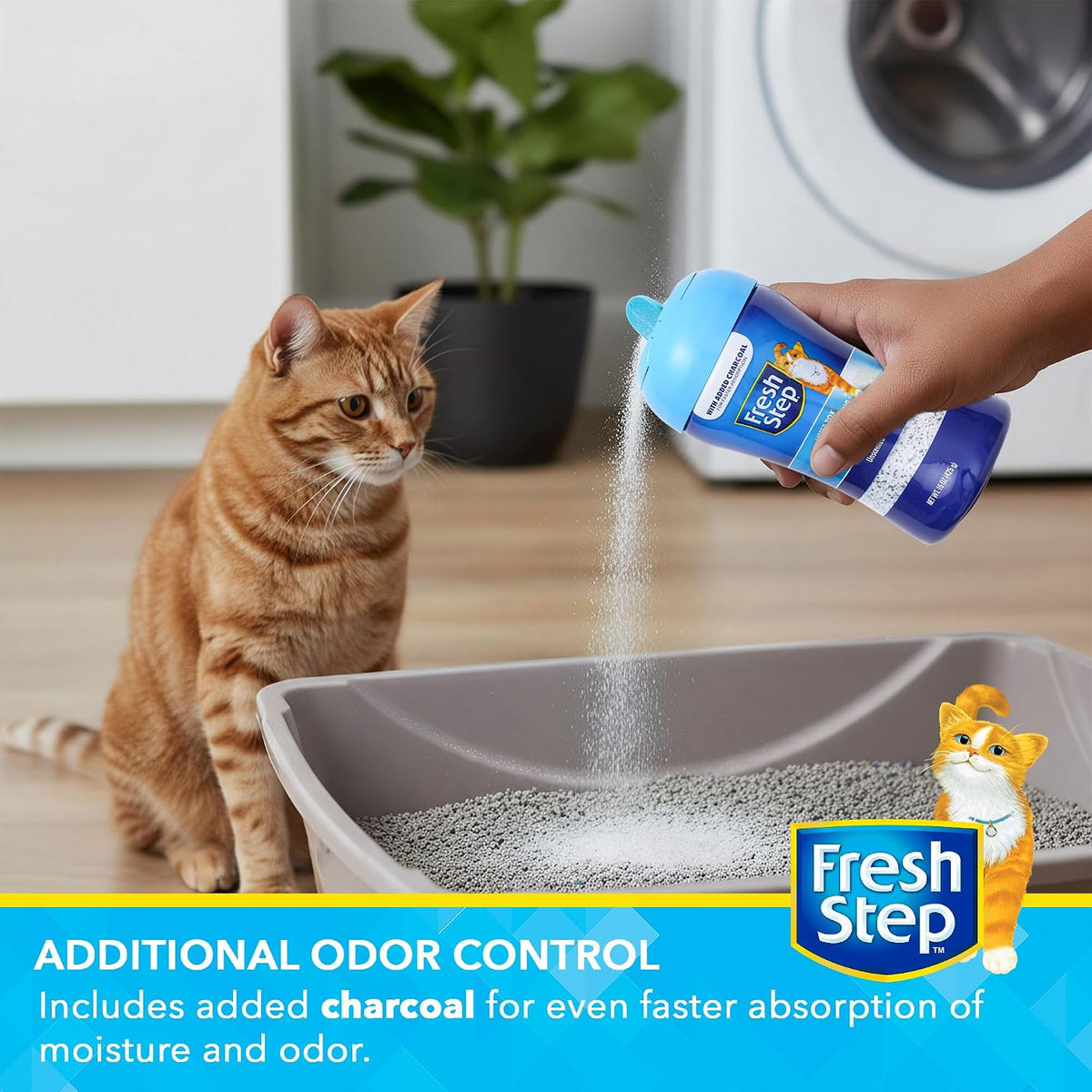 Fresh Step Charcoal Odor Eliminating Cat Litter Box Powder, 15 Oz, 2-Pack