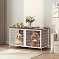 MAHANCRIS Dog Crate Furniture for 2 Dogs, 43.3" Dog Kennel with Removable Divider, Heavy Sturdy Dog Furniture Style Doub