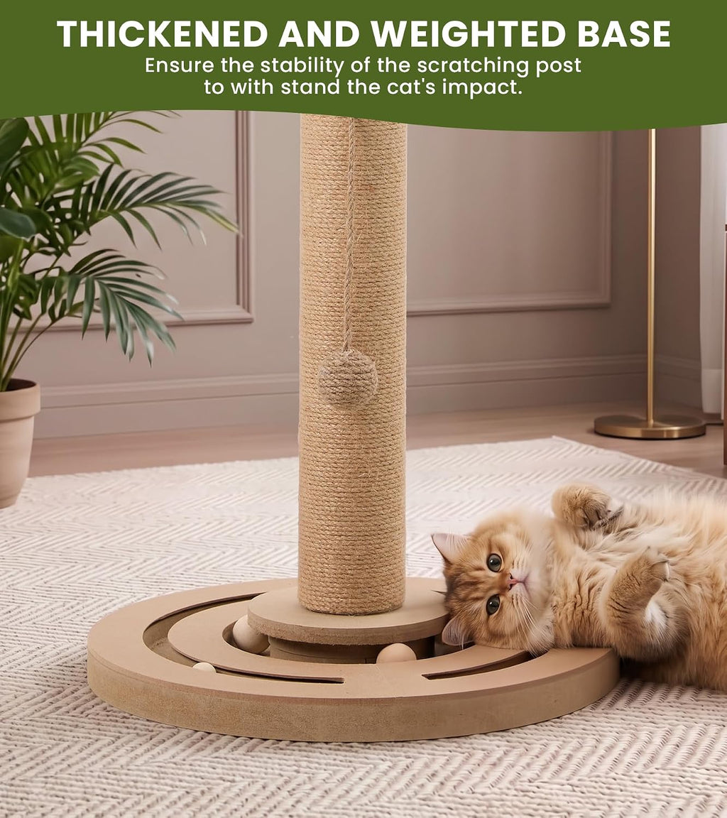 36"Cat Scratching Post With Interactive Cat Toys,Brown Cat Scratching Board