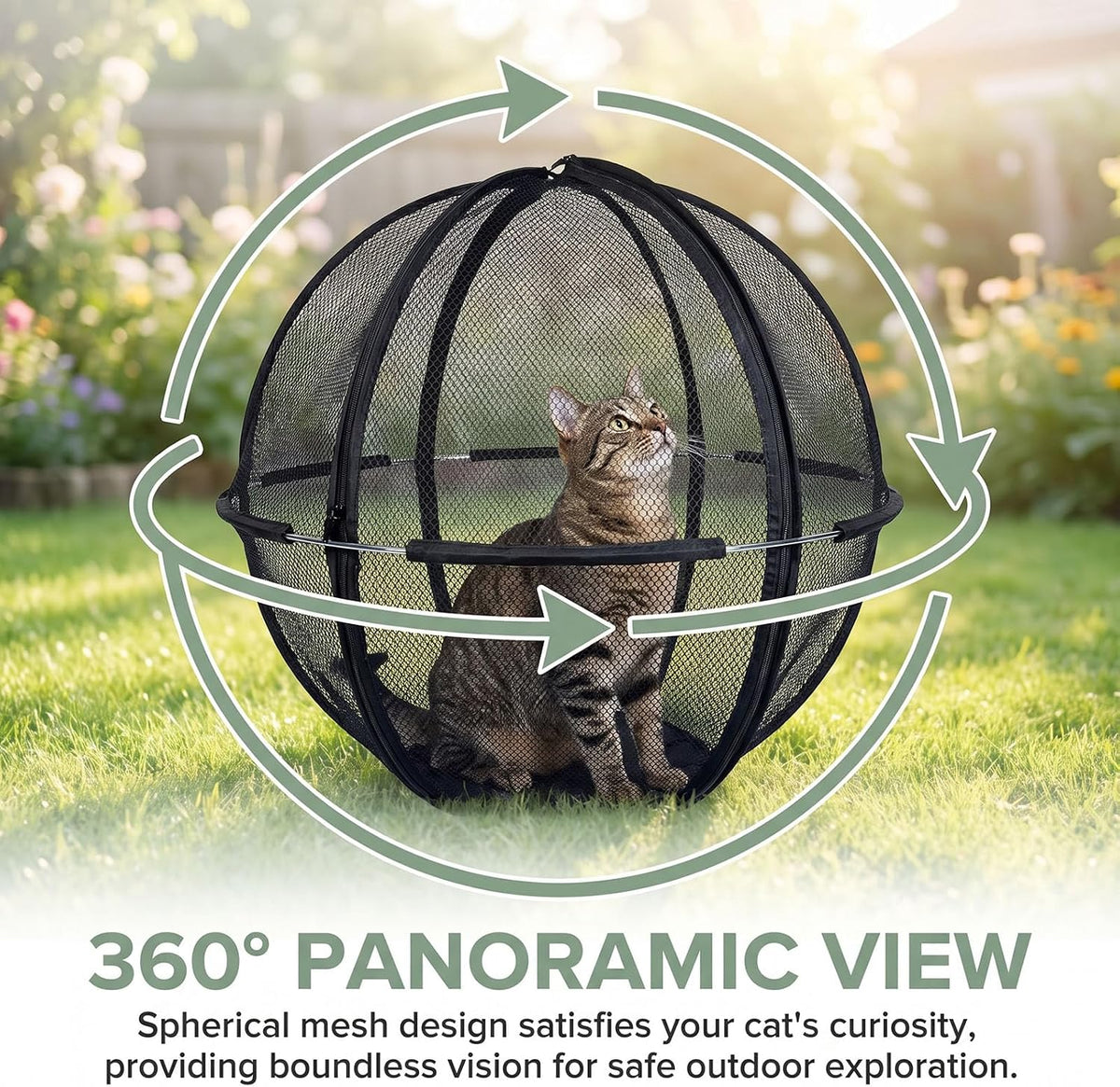 360° Panoramic Pop-Up Rolling Cat Playpen Hamster Ball for Outside (Pink)