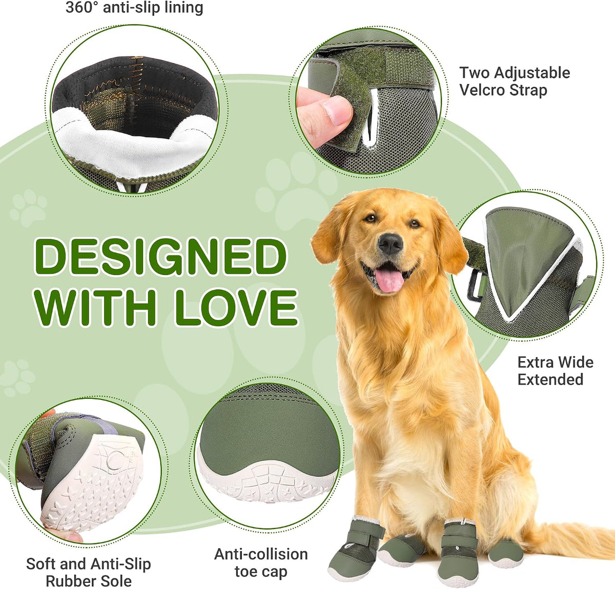 DcOaGt Dog Shoes Large Dogs XXL,Mesh Breathable Dog Boots & Paw Protector