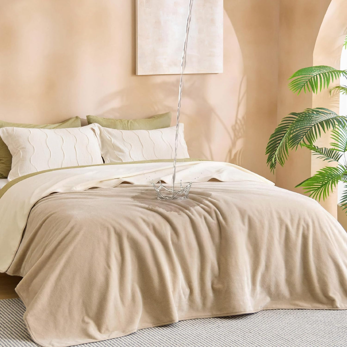 Bedsure Waterproof Blanket for Bed Soft Flannel Fleece, Queen 86"x90" Grey