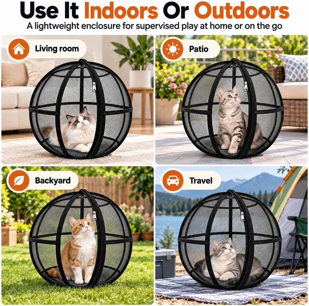 Giant Hamster Ball for Cats, 27.56 in Foldable Mesh Cat Playpen，2 Pcs
