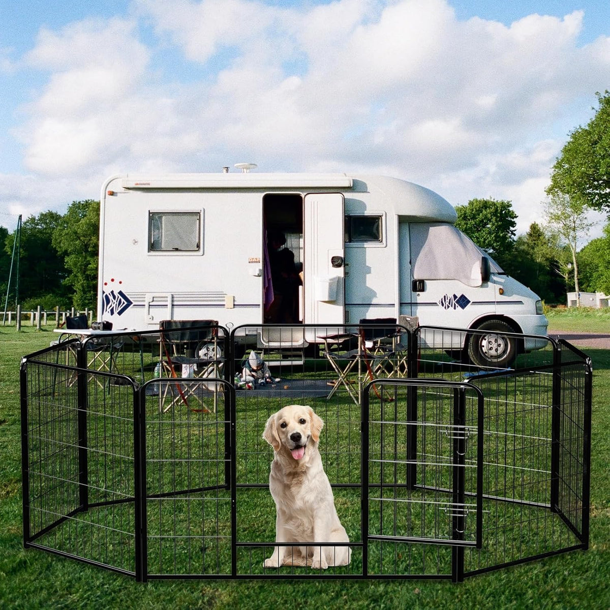 NEWBULIG Dog Playpen Indoor 8 Panels 40 Inch, Metal Outdoor Dog Fence Pen