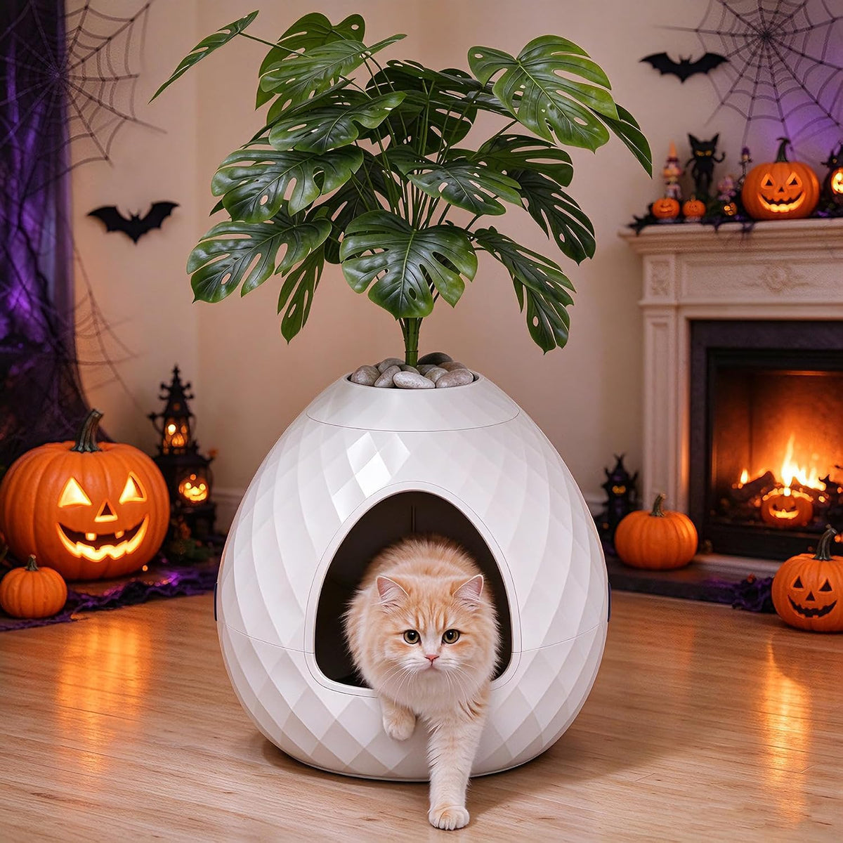 Hidden Cat Litter Box Enclosure, Plant Litter Box for Corner