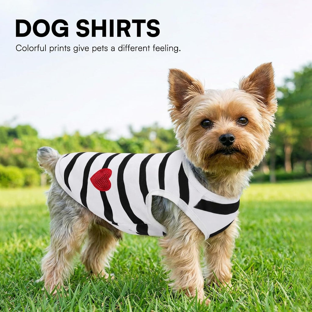 Dog Shirts for Medium Dogs, Striped T-shirt Dog Tank Top, Bichon Tee Shirts