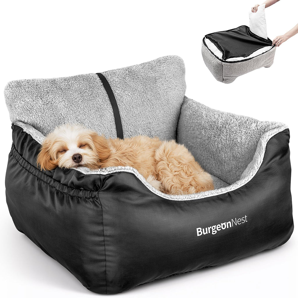 BurgeonNest Dog Car Seat for Small Dogs & Cats Under 25 lbs,Black
