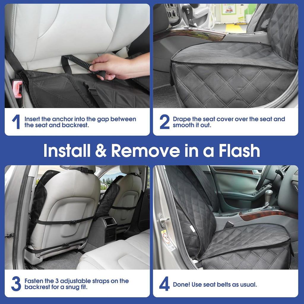Front Seat Cover for Dogs with Side Flaps, Heavy Duty 900D Waterproof Seat Protector, Protects from Dirt & Scratches, fo