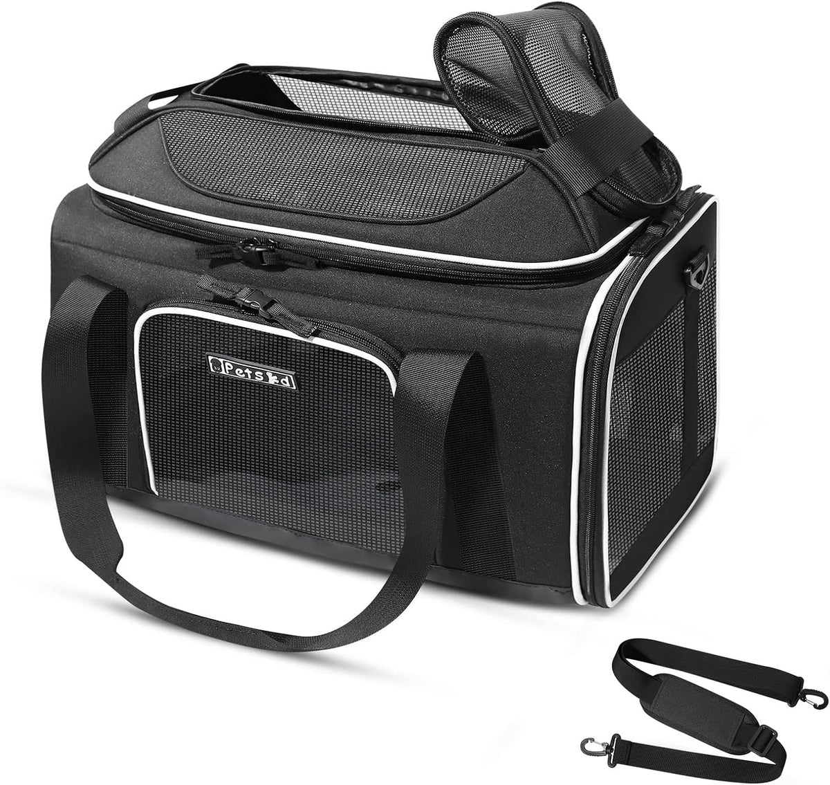 Top-Expandable Small Pet Carrier 18"x11"x11" Airline Approved