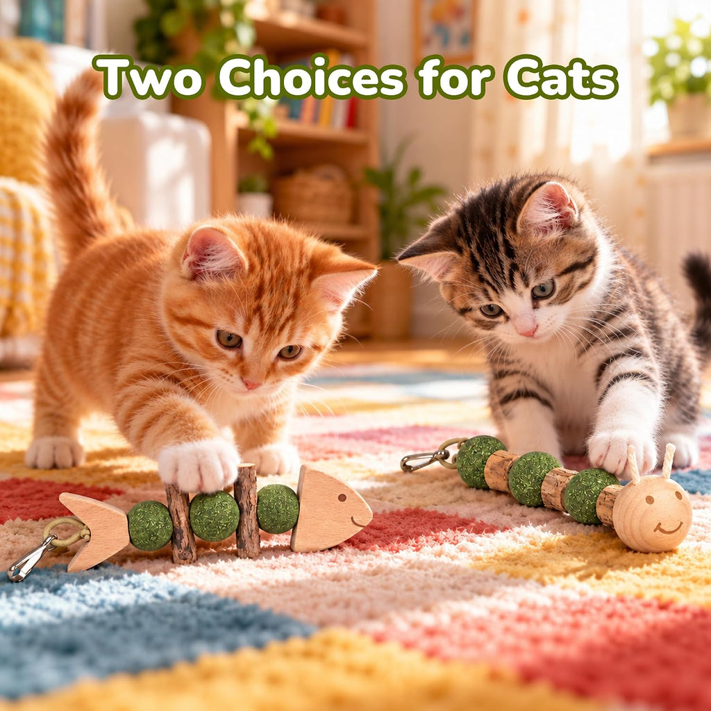 Interactive Cat Toys with Natural Catnip&Silvervine,Fish＆Caterpillars Set