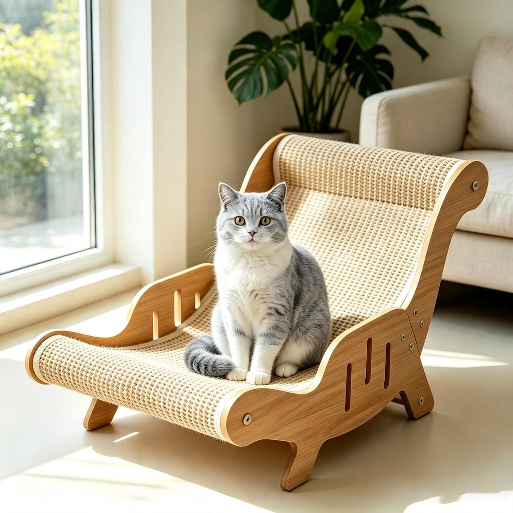Cat Scratcher Lounge Chair with Wooden Frame